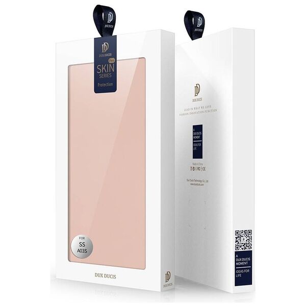 Case SAMSUNG GALAXY A03S with a flip Dux Ducis Skin Leather light pink 6934913049716
