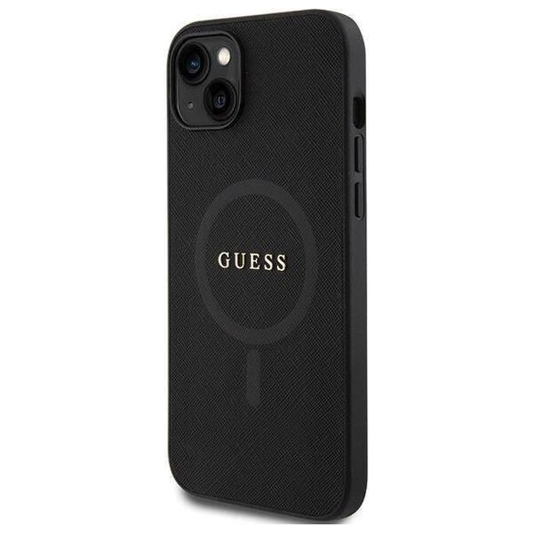 Original Case APPLE IPHONE 15 PLUS Guess Hardcase Saffiano MagSafe (GUHMP15MPSAHMCK) black 3666339155773
