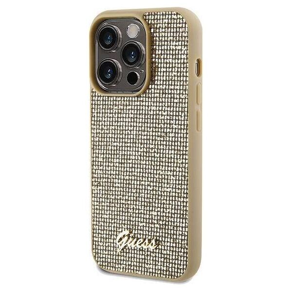 Original Case IPHONE 14 PRO Guess Hardcase Disco Metal Script (GUHCP14LPMSDGSD) gold 3666339173555