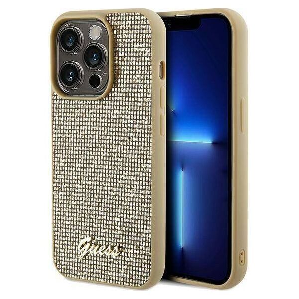 Original Case IPHONE 14 PRO MAX Guess Hardcase Disco Metal Script (GUHCP14XPMSDGSD) gold 3666339173562