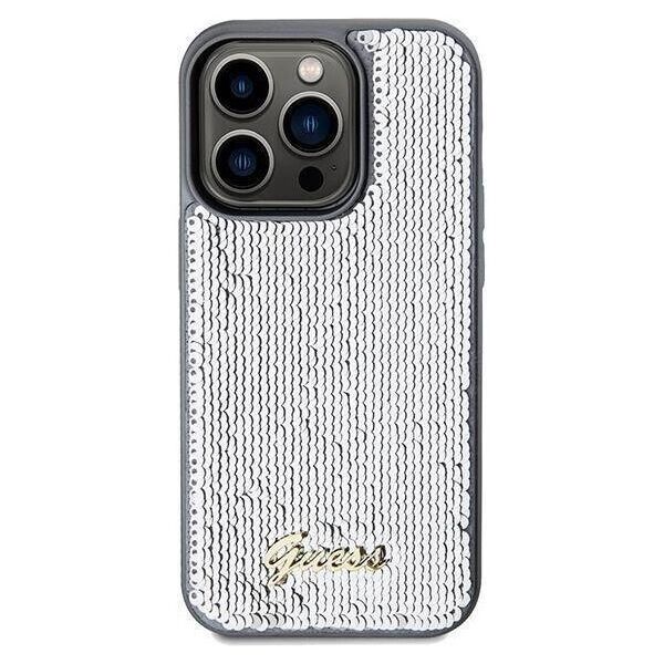 Original Case IPHONE 14 PRO MAX Guess Hardcase Sequin Script Metal (GUHCP14XPSFDGSS) silver 3666339173142