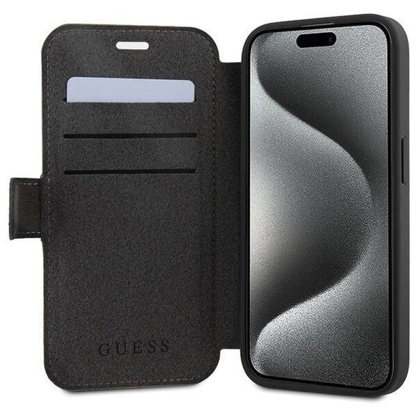 Original Case APPLE IPHONE 15 PRO Guess Book 4G Metal Gold Logo (GUBKP15L4GMGGR) gray 3666339194406