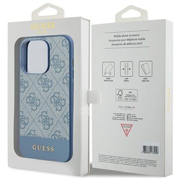 Original Case APPLE IPHONE 15 PRO Guess Hardcase 4G Stripe Collection (GUHCP15LG4GLBL) blue 3666339209896