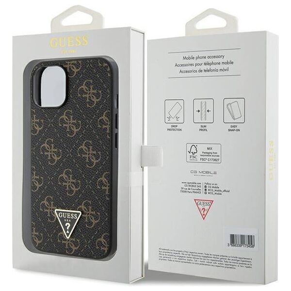 Original Case IPHONE 14 PLUS / 15 PLUS Guess Hardcase 4G Triangle Metal Logo (GUHCP15MPG4GPK) black 3666339225773