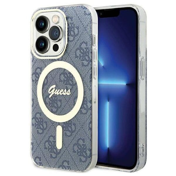 Original Case APPLE IPHONE 15 PRO Guess Hardcase IML 4G MagSafe (GUHMP15LH4STB) blue 3666339194642