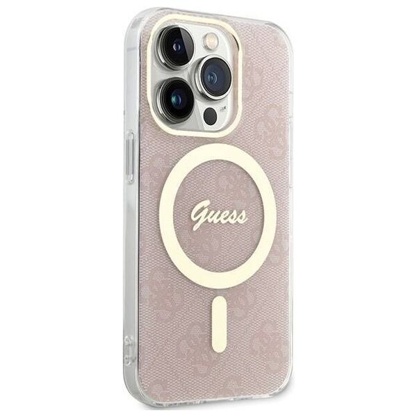 Original Case APPLE IPHONE 15 PRO Guess Hardcase IML 4G MagSafe (GUHMP15LH4STP) pink 3666339194680
