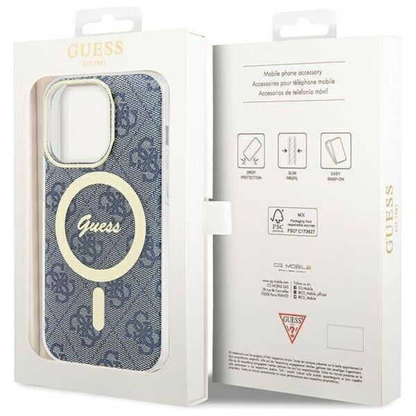 Original Case APPLE IPHONE 15 PRO MAX Guess Hardcase IML 4G MagSafe (GUHMP15XH4STB) blue 3666339194659