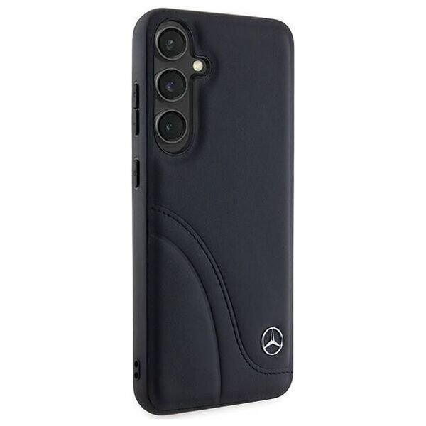 Original Case SAMSUNG GALAXY S24 Mercedes Hardcase Leather Curved Stitches (MEHCS24S23RBCSK) black 3666339240974