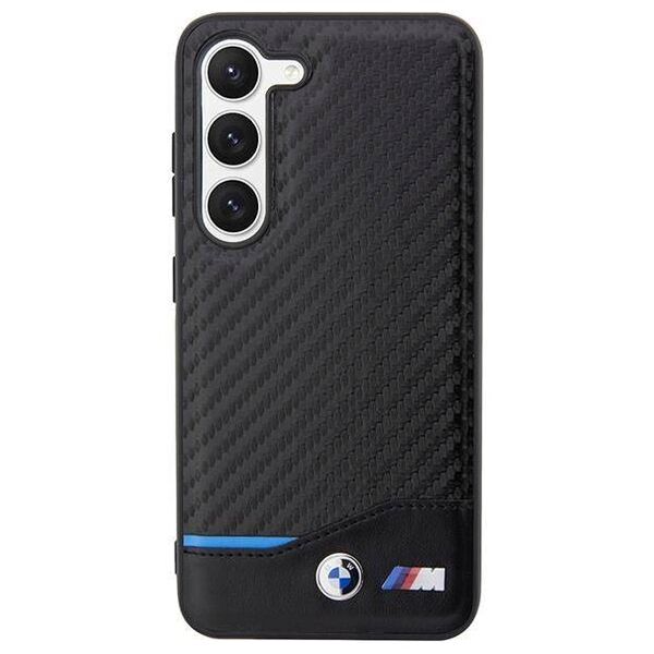 Original Case SAMSUNG GALAXY S23+ BMW Leather Carbon (BMHCS23M22NBCK) black 3666339114589