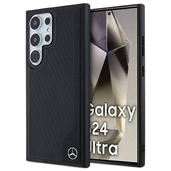 Original Case SAMSUNG GALAXY S24 ULTRA Mercedes Hardcase Leather Debossed Line MagSafe (MEHMS24L23RBGVK) black 3666339240967