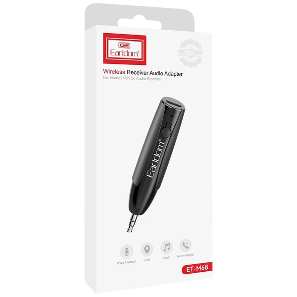 Δέκτης Bluetooth Earldom ET-M68, 3.5mm, Μαυρο - 17715 έως 12 άτοκες Δόσεις