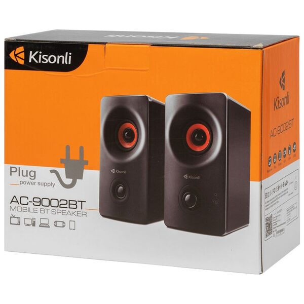 Ηχεία Kisonli AC-9002BT, Bluetooth, 2x5W, 220V, Μαυρο - 22146 έως 12 άτοκες Δόσεις