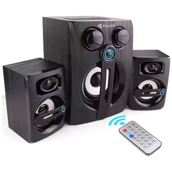 Ηχεία Kisonli TM-9000A, Bluetooth, USB, AUX, SD, FM, 12W+2x5W, Μαυρο - 22219 έως 12 άτοκες Δόσεις