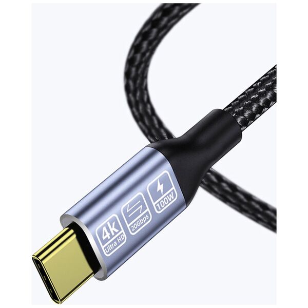 Kαλώδιο DeTech, Type-C - Type-C, 100W, 4K, 20GB/s, PD, 1.0m, Μαυρο - 18382 έως 12 άτοκες Δόσεις
