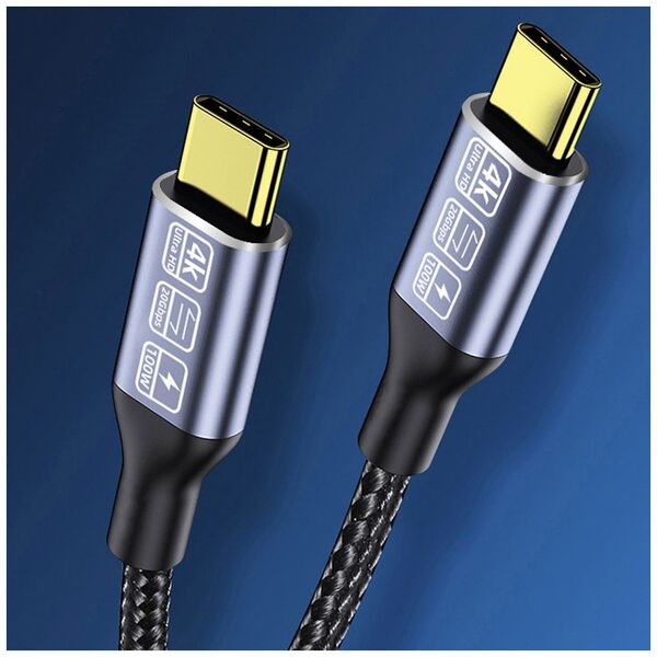 Kαλώδιο DeTech, Type-C - Type-C, 100W, 4K, 20GB/s, PD, 2.0m, Μαυρο - 18383 έως 12 άτοκες Δόσεις