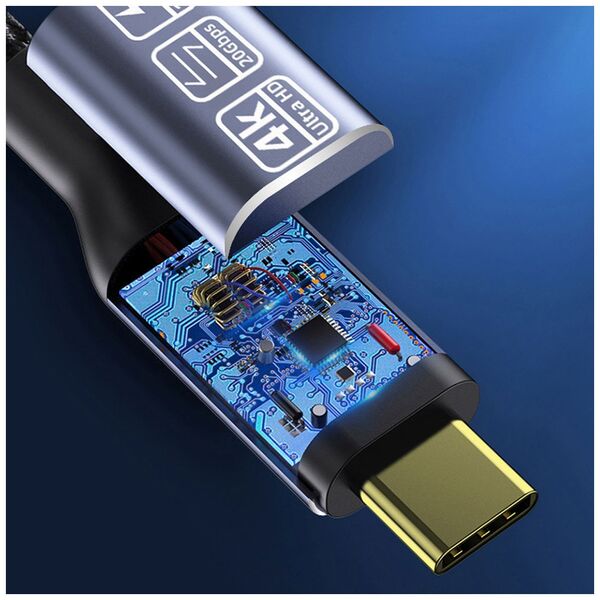 Kαλώδιο DeTech, Type-C - Type-C, 100W, 4K, 20GB/s, PD, 2.0m, Μαυρο - 18383 έως 12 άτοκες Δόσεις