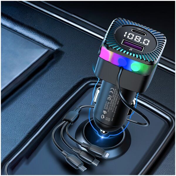 Μεταδότης FM Earldom ЕТ-M98, Bluetooth, USB, Type-C, 3.1A, With 3in1 cable, Μαυρο - 17768 έως 12 άτοκες Δόσεις