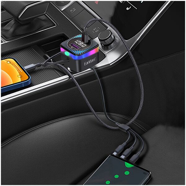 Μεταδότης FM Earldom ЕТ-M98, Bluetooth, USB, Type-C, 3.1A, With 3in1 cable, Μαυρο - 17768 έως 12 άτοκες Δόσεις