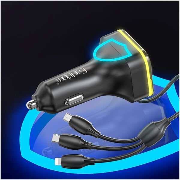 Μεταδότης FM Earldom ЕТ-M95, Bluetooth, USB, Type-C, 3.1A, With 3in1 cable, Μαυρο - 17769 έως 12 άτοκες Δόσεις