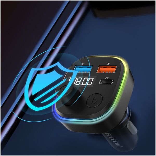 Μεταδότης FM Earldom ЕТ-M84, Bluetooth, USB, Type-C, PD, 3.1A, Μαυρο - 17773 έως 12 άτοκες Δόσεις