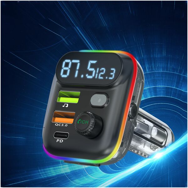 Μεταδότης FM Earldom ET-M80, Bluetooth, Micro SD, USB, Type-C, PD, QC, Μαυρο - 17774 έως 12 άτοκες Δόσεις