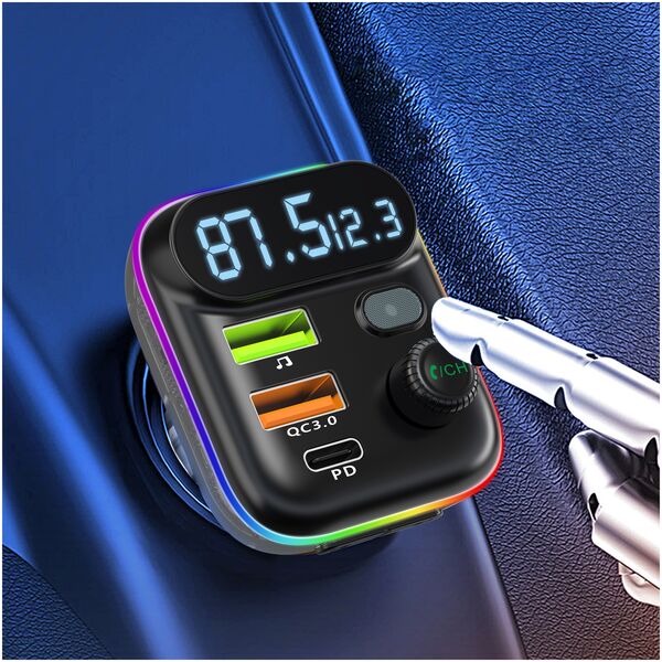 Μεταδότης FM Earldom ET-M80, Bluetooth, Micro SD, USB, Type-C, PD, QC, Μαυρο - 17774 έως 12 άτοκες Δόσεις