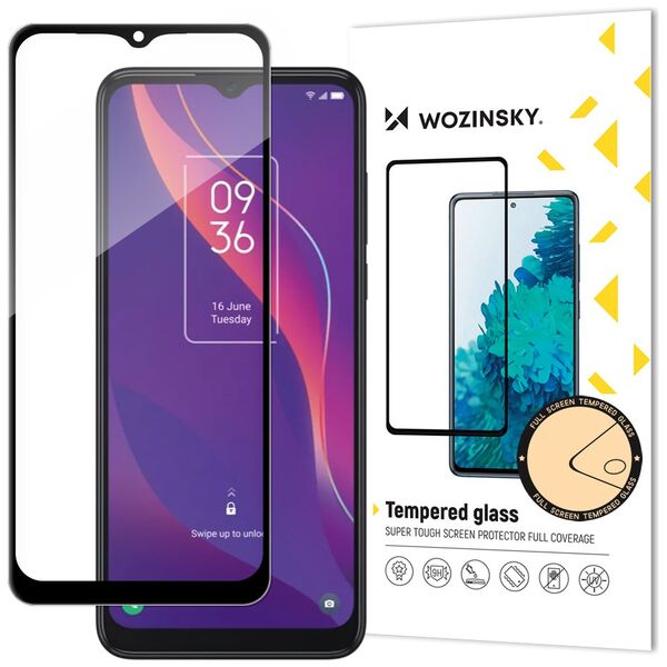 Wozinsky super tough Full Glue tempered glass full screen with frame Case Friendly TCL 306 black