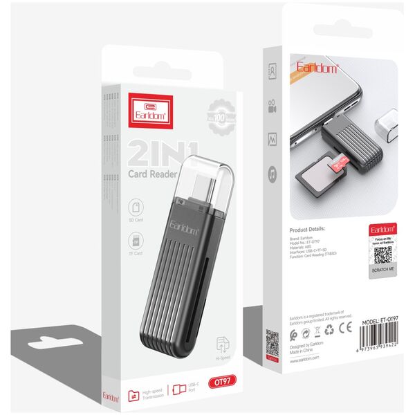 Card reader Earldom ET-OT97, Type-C, OTG, Black - 40357 έως 12 άτοκες Δόσεις