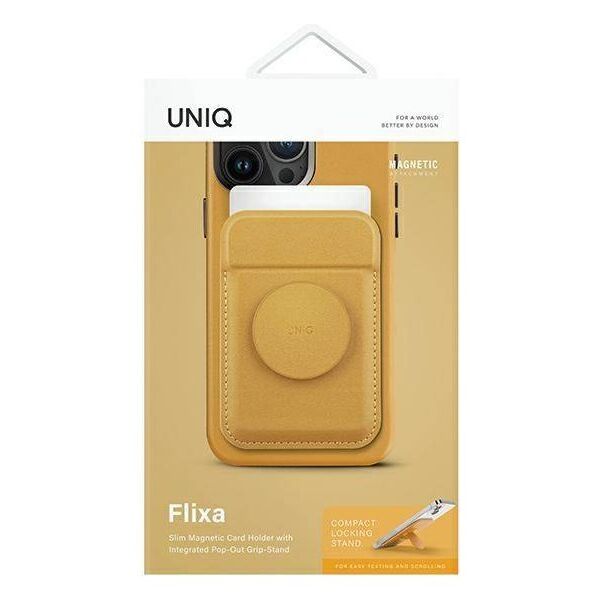 Magnetic Card MagSafe Wallet with Stand UNIQ Flixa yellow 8886463687055