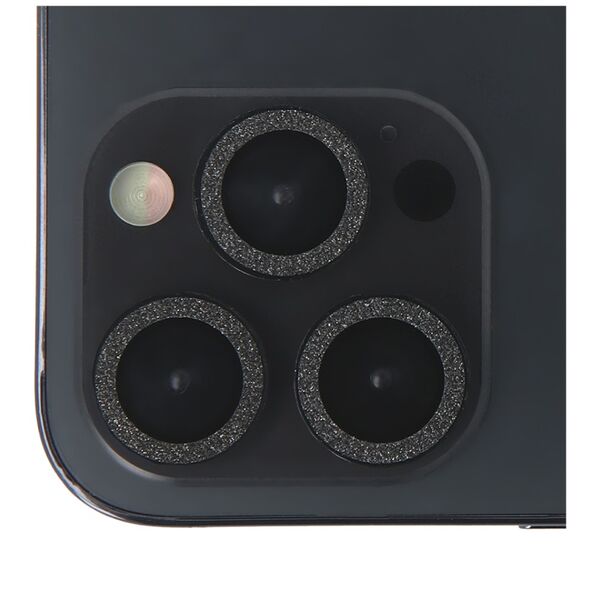 Set of lens glasses for iPhone 15 Pro 6,1&quot; black glitter (3 pcs) 5907457751439