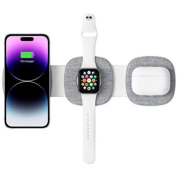 Wireless Charger Magnetic MagSafe 15W 3in1 iPhone + Apple Watch + AirPods Tech-Protect QI15W-A32 grey 5906302308255