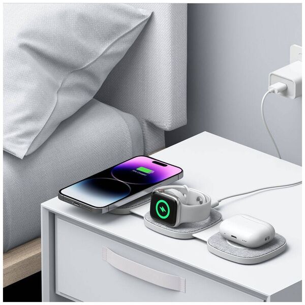 Wireless Charger Magnetic MagSafe 15W 3in1 iPhone + Apple Watch + AirPods Tech-Protect QI15W-A32 grey 5906302308255