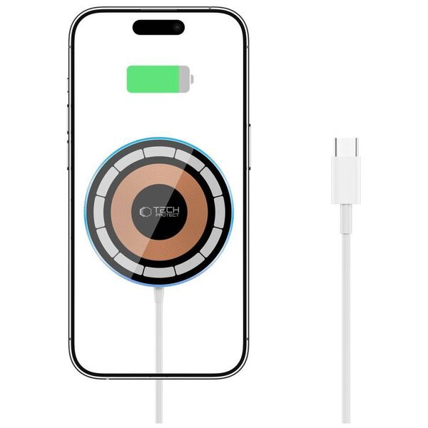 Wireless Charger Magnetic MagSafe 15W Tech-Protect QI15W-A30 grey 5906302308316
