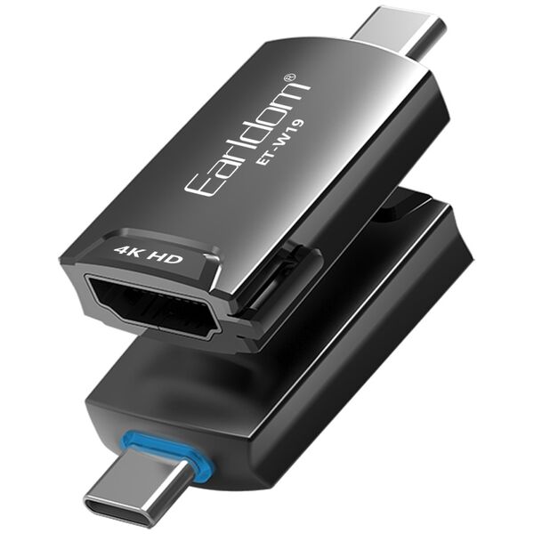 Adapter Earldom ET-W19 HDMI - Type-C, HD 4K, Gray - 40376 έως 12 άτοκες Δόσεις