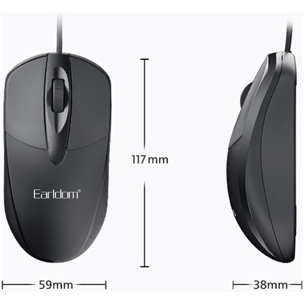 Mouse Earldom ET-KM2, Optical, Black - 771 έως 12 άτοκες Δόσεις