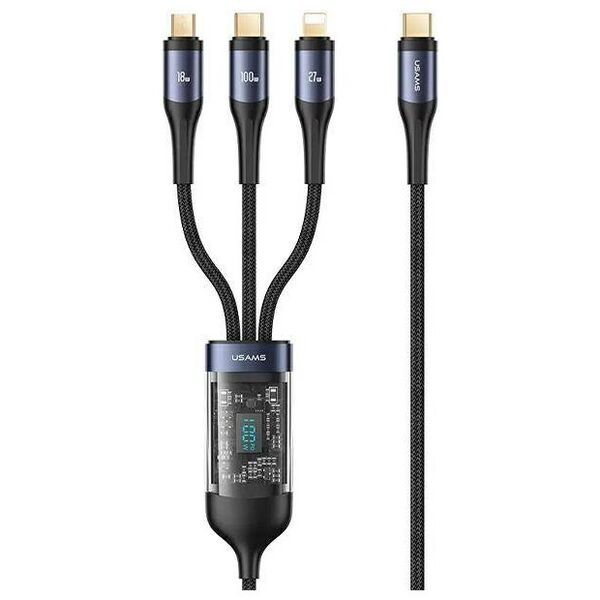 3in1 Cable 100W 1.2m USB-C - USB-C + micro USB + Lightning Digital Display PD Fast Charge USAMS U83 SJ600USB01 (US-SJ600) 6958444904337