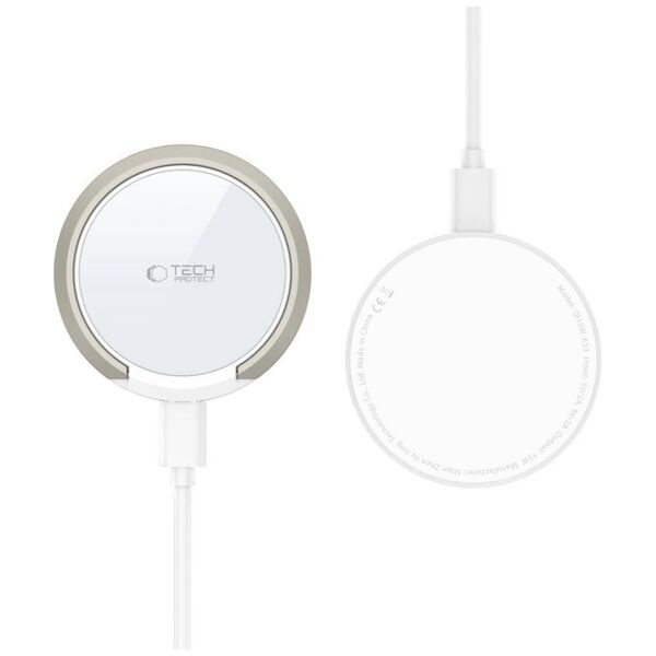 Wireless Charger 15W Magnetic MagSafe Tech-Protect QI15W-A33 white 5906302308330