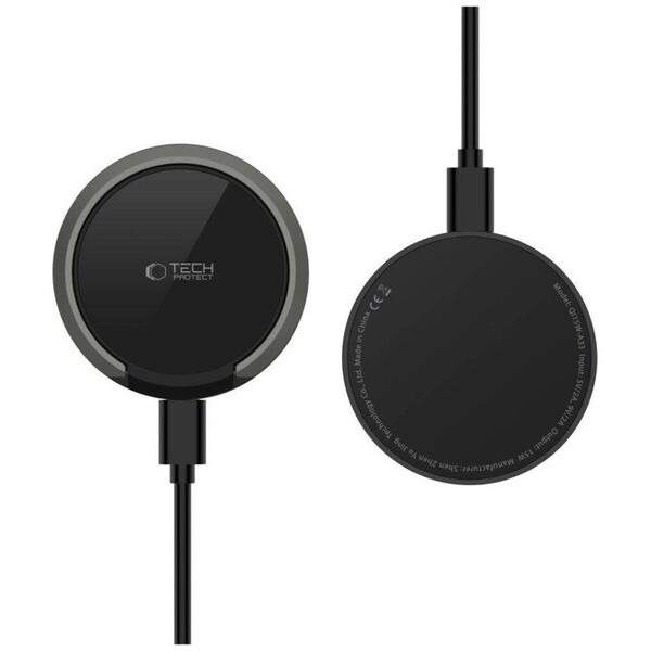 Wireless Charger 15W Magnetic MagSafe Tech-Protect QI15W-A33 black 5906302308347