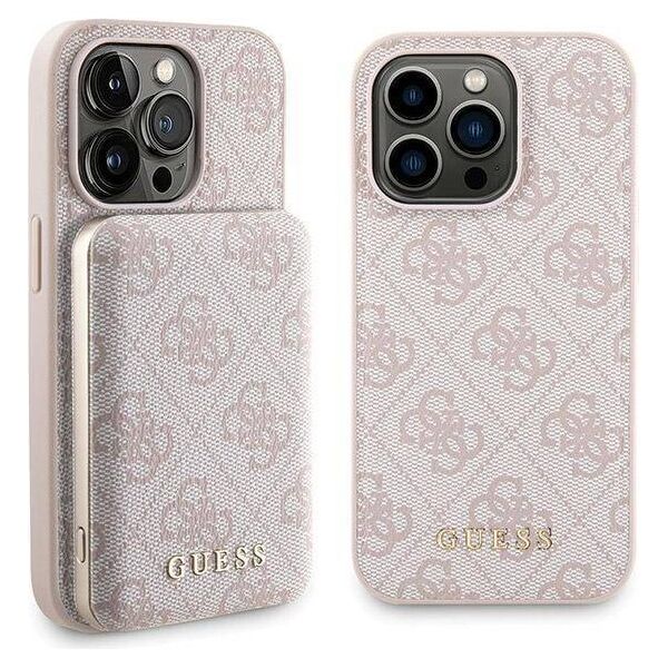 Original Case APPLE IPHONE 15 PRO MAX Guess Hardcase + Powerbank MagSafe 4G Metal Logo 5000mAh (GUBPM5P15X4GEMGP) pink 3666339215057
