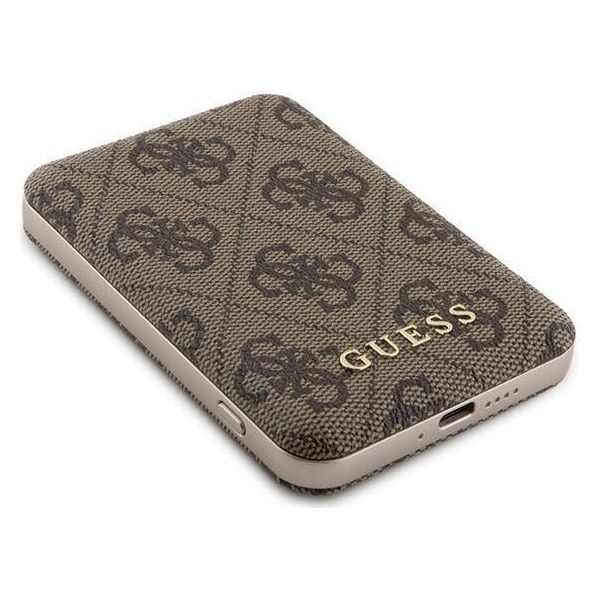 Original Case APPLE IPHONE 15 PRO MAX Guess Hardcase + Powerbank MagSafe 4G Metal Logo 5000mAh (GUBPM5P15X4GEMGW) brown 3666339214777
