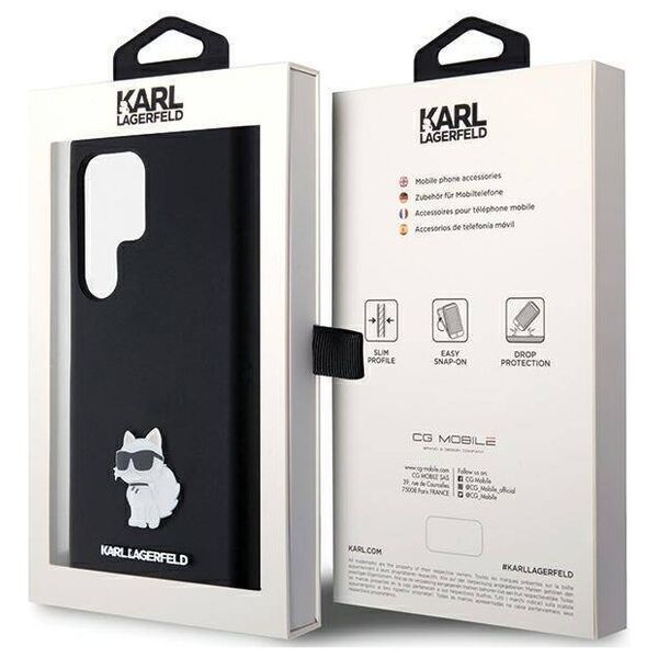 Original Case SAMSUNG GALAXY S24 ULTRA Karl Lagerfeld Silicone Choupette Metal Pin (KLHCS24LSMHCNPK) black 3666339259198