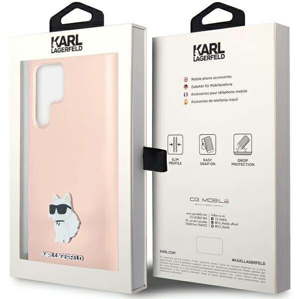 Original Case SAMSUNG GALAXY S24 ULTRA Karl Lagerfeld Silicone Choupette Metal Pin (KLHCS24LSMHCNPP) pink 3666339259228