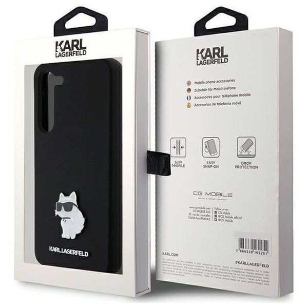 Original Case SAMSUNG GALAXY S24+ Karl Lagerfeld Silicone Choupette Metal Pin (KLHCS24MSMHCNPK) black 3666339259181