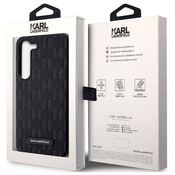 Original Case SAMSUNG GALAXY S24 Karl Lagerfeld Hardcase Saffiano Mono Metal Logo (KLHCS24SSAKLHPK) black 3666339246969