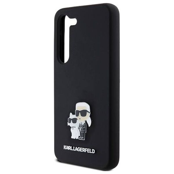 Original Case SAMSUNG GALAXY S24 Karl Lagerfeld Hardcase Silicone Karl&Choupette Metal Pin (KLHCS24SSMHKCNPK) black 3666339259143
