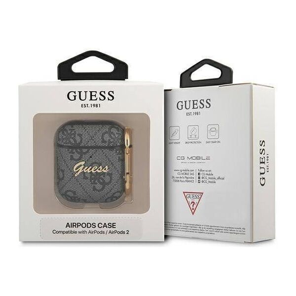 Original Case APPLE AIRPODS Guess 4G Script Metal Collection (GUA24GSMK) gray 3666339009694