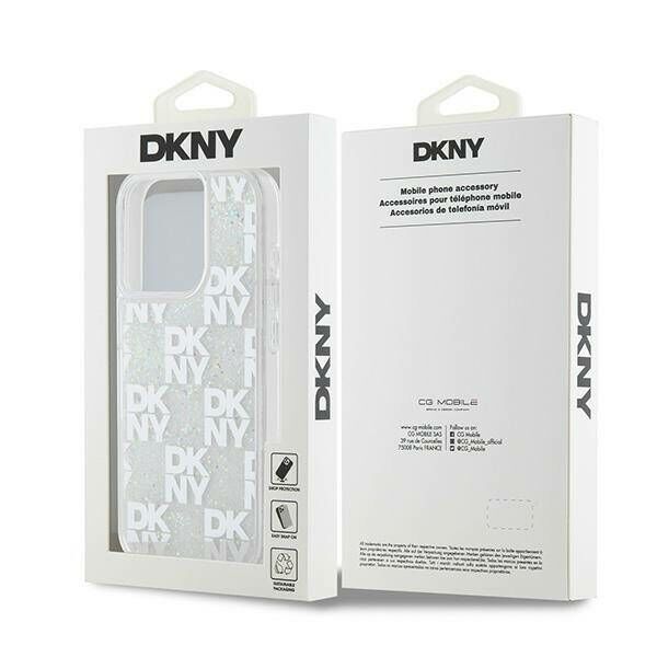 Original Case APPLE IPHONE 15 PRO DKNY Hardcase Liquid Glitter Multilogo (DKHCP15LLCPEPT) white 3666339271053