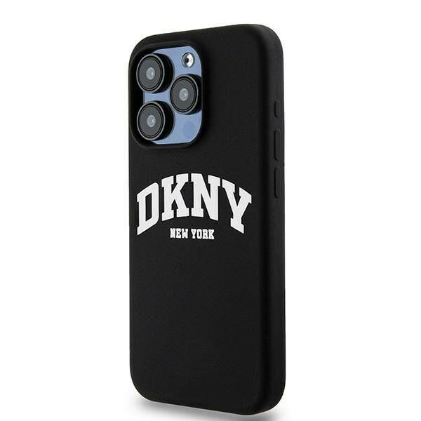 Original Case APPLE IPHONE 15 PRO DKNY Hardcase Liquid Silicone White Printed Logo MagSafe (DKHMP15LSNYACH) black 3666339266714