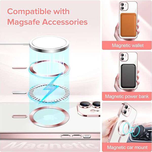 Techsuit Husa pentru iPhone 12 - Techsuit Luxury Crystal MagSafe - Pink 5949419137585 έως 12 άτοκες Δόσεις