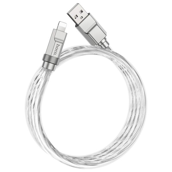 Hoco Cablu USB la Lightning, 2.4A, 1m - Hoco Crystal (U113) - Silver 6931474790040 έως 12 άτοκες Δόσεις